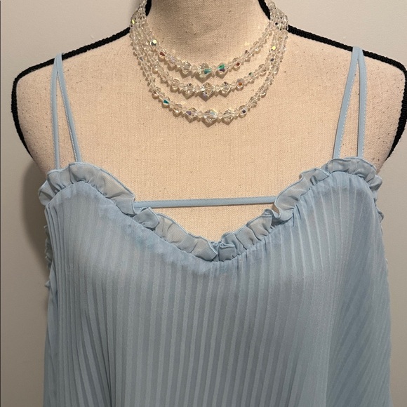 Dex Pleated Mini Light Blue Women's Dress Large Coquette Feminine - Picture 3 of 11